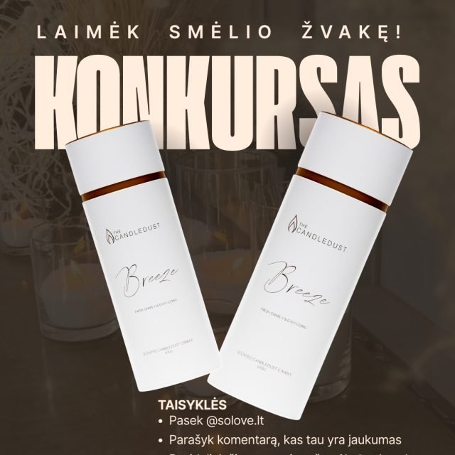 ✨KONKURSAS✨
✨ GIVEAWAY – jaukumo akimirka TAVO namams ✨

Nori laimėti soLove smėlio žvakių rinkinį ir susikurti jaukumą tada, kai jo labiausiai reikia? 🤍

KAIP DALYVAUTI:
1️⃣ Pakomentuok žemiau ⤵️
👉 Kurią namų vietą paverstum jaukiausia su šia žvake – svetainę, miegamąjį ar vonią?
2️⃣ Pasidalink šiuo įrašu savo Story ir pažymėk @solove.lt
3️⃣Pasek (follow) @solove.lt

🕯️ Kvapus galėsi rinktis pats/pati – visi jie yra mūsų populiariausi, todėl tikrai neprašausi.

⏳ Laimėtoją paskelbsime komentaruose

🍀 Sėkmės – jaukumas labai arti ✨